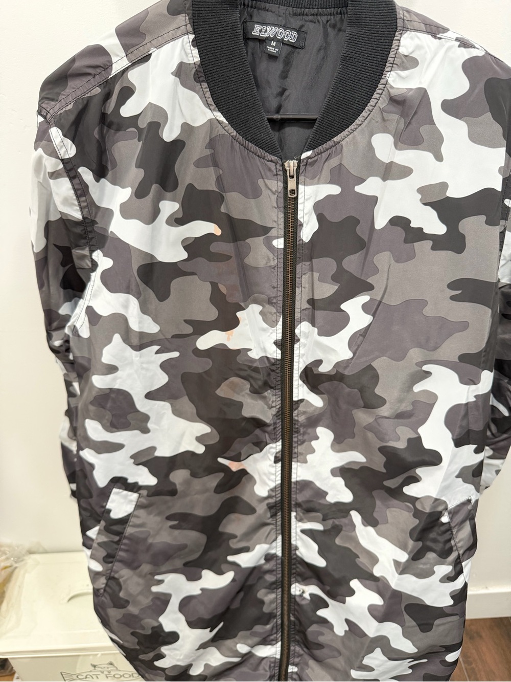 Mens Gray Camo Bomber Jacket